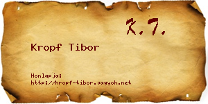 Kropf Tibor névjegykártya